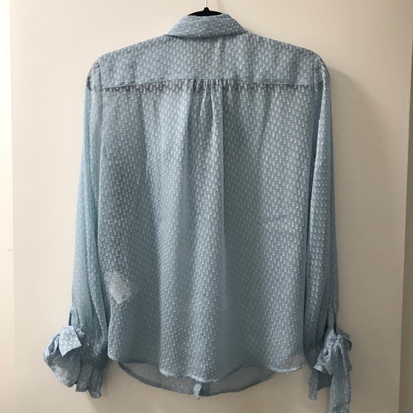 Banana Republic Tie Neck Dot Bow Sleeve Blouse - Picture 2 of 6